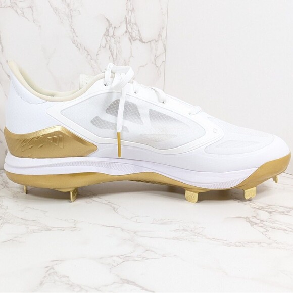 adidas Women's adizero PureHustle 3 Elite Metal Softball Cleats White/Gold 13 - Picture 4 of 12